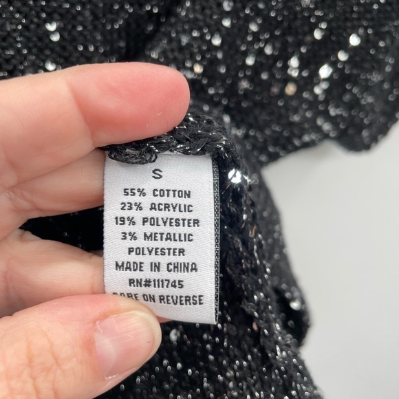 Halston black sparkle short sleeve top - Picture 6 of 8